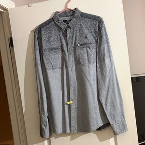 Buffalo David Bitton Men's Grey Ombre Button-Up Shirt Large